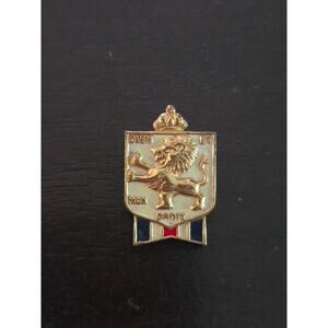 Vintage 1930s-50s British Royal Crest Brass Screw Pin Badge Dieu et Mon Droit
